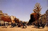 Edmond Grandjean Canvas Paintings - View Of The Champs-Elysees From The Place De L'Etoile